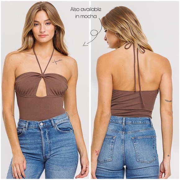 Halter Neck Bodysuit with Cut Out - Picture 3 of 4